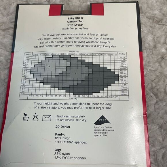 Talbots Silky Ultra Control top Pantyhose with Lycra Size B .Sand color. - Picture 5 of 6